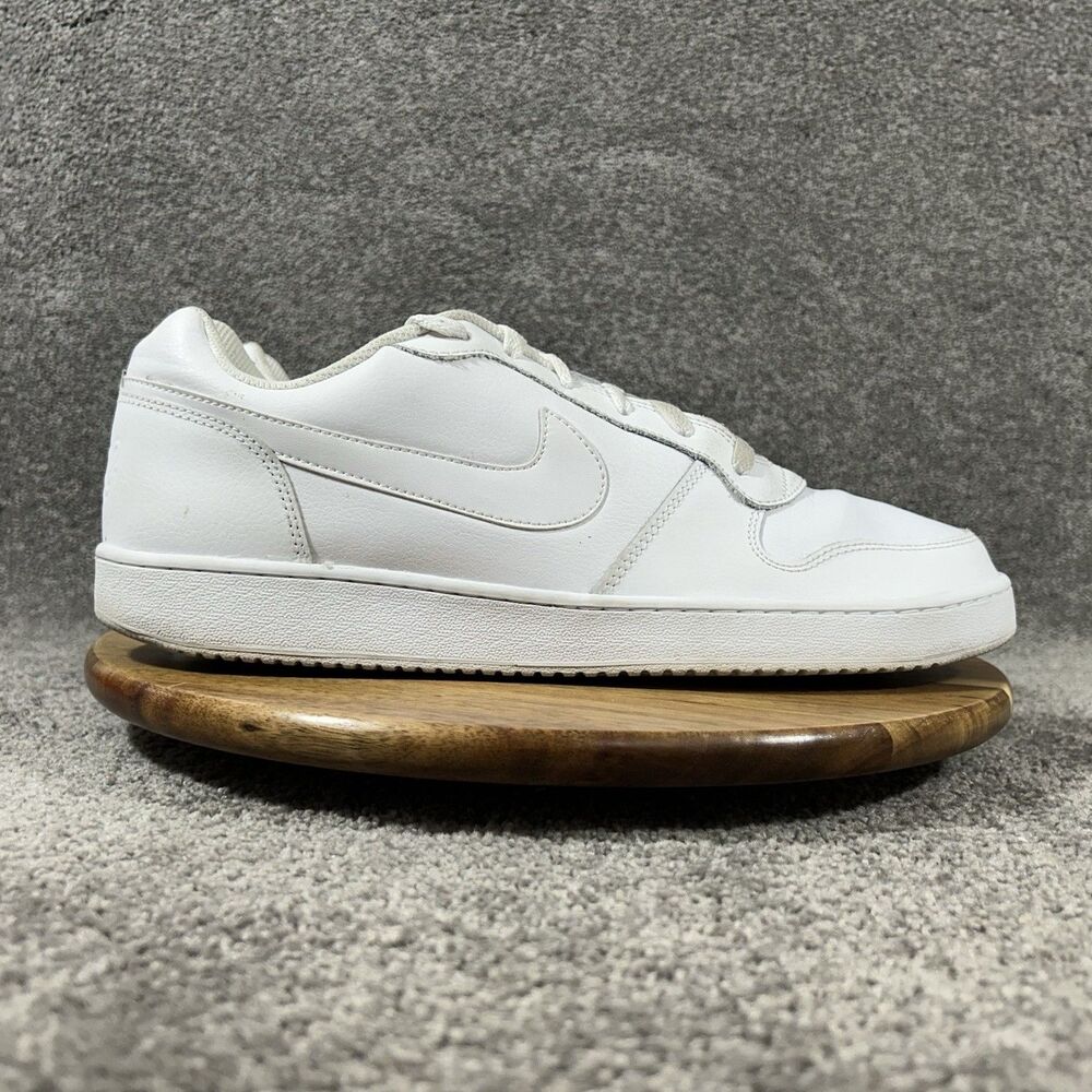 Nike Ebernon Low AQ1775-100 Men's Sz 13 Triple White Athletic Casual Shoes Used